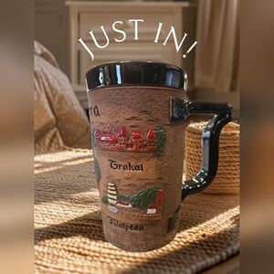 Large Lietuva Lithuania 24 oz. Embossed Earthenware Handmade Beer Stein